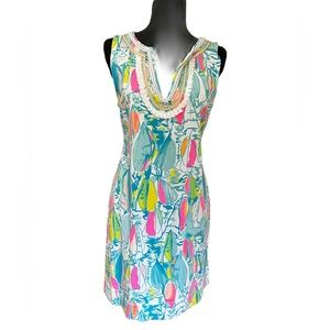 Lilly Pulitzer Harper Beach And Bae Sailboat French Terry Shift Dress (Sz M)